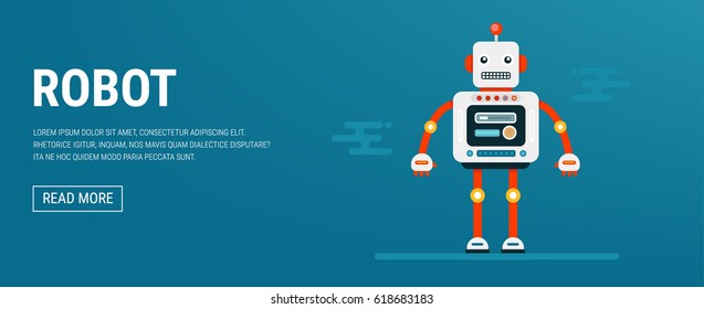 Retro robot flat design.