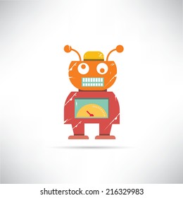 retro robot, grunge robot