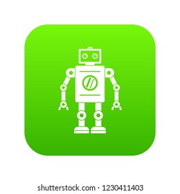 Retro robot icon digital green for any design isolated on white vector illustration