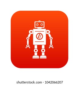 Retro robot icon digital red for any design isolated on white vector illustration