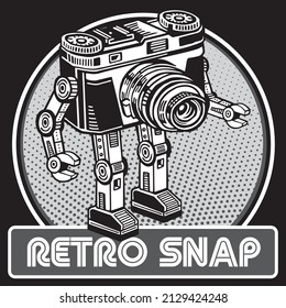 Retro Robot Mascot in Retro Camera Character Design 