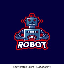 Retro Robot Mascot Logo Gaming Template