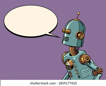 Retro robot steampunk style. Pop art illustration kitsch vintage 50s 60s style