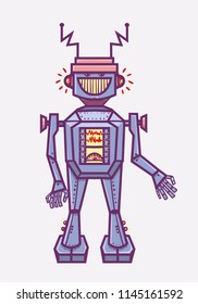 retro robot toy isolated on white
