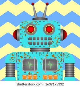 Retro Robot Toy vector illustration EPS futuristic robotic metal cyborg science technology machine design