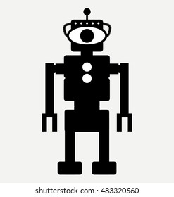 retro robot, retro robot, vector robot silhouette 