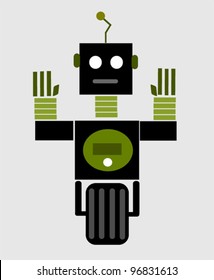 retro robot with wheel