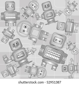 Retro robots seamless pattern