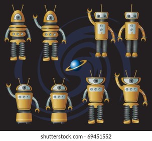 Retro Robots Vector