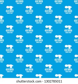 Retro rock music pattern vector seamless blue repeat for any use
