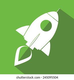 Retro Rocket Green Icon.Flat Style Vector Illustration