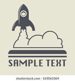 Retro rocket icon or sign, vector illustration