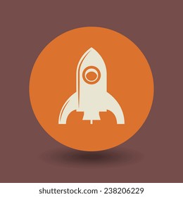 Retro rocket icon or sign, vector illustration