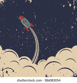 Retro Rocket Launch. Retro Poster