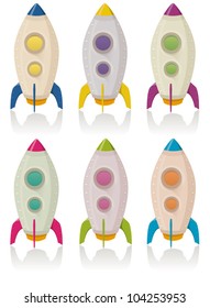 Retro Rocket ship Set/ Illustration of a set of cartoon spaceship with various colors