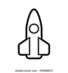 Retro Rocket sign illustration. Vector. Flat style black icon on white.