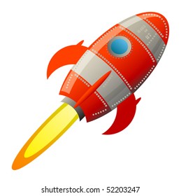 Retro rocket, vector illustration