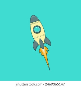 retro rocket vector illustration on isolated background