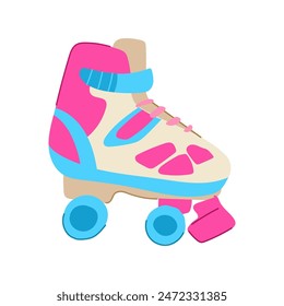 retro roller skate cartoon. vintage girl, pink fashion, boot kid retro roller skate sign. isolated symbol vector illustration
