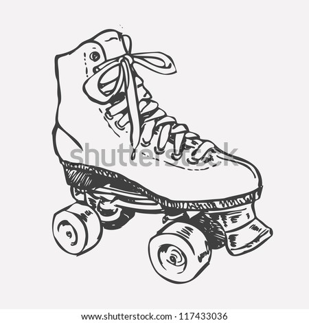 Retro Roller Skate Drawing Style Vector Stock Vector (Royalty Free