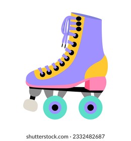 Retro roller skate flast style illustration