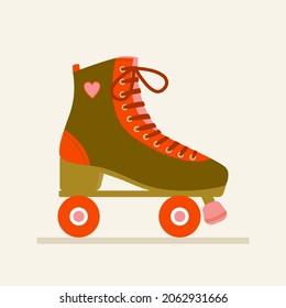 Retro roller skate. Vector illustration. 80-s style.