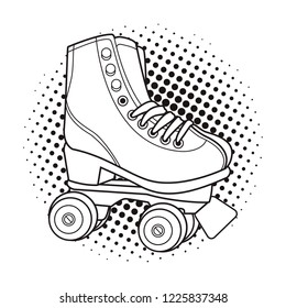 retro roller skates black and white