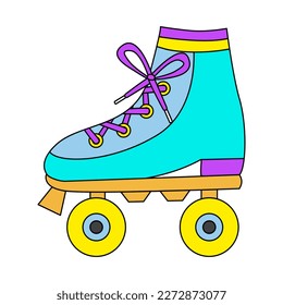 Retro roller skates, doodle style flat vector