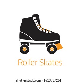 Retro roller skates icon or logo template. Alternative city transport sport roller blades in outline design. Personal transportation equipment.