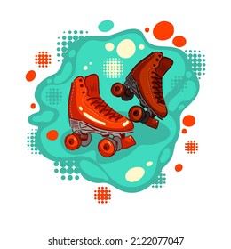 Retro roller skates - vector illustration - Hand drawn