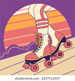 Retro Roller Skates Vintage T-Shirt Design