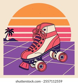 Retro Roller Skates Vintage T-Shirt Design