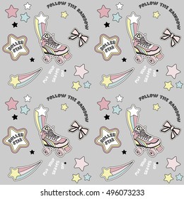retro rollers seamless pattern