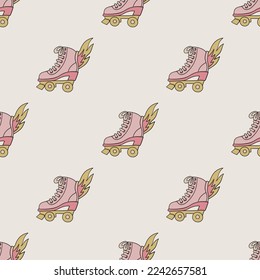 Retro rollers vector seamless pattern. Cute repeat background for textile, design, fabric, cover etc.	