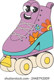 Retro roller-skate colorful cartoon character