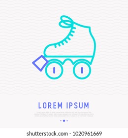 Retro roller-skates thin line icon. Modern vector illustration.