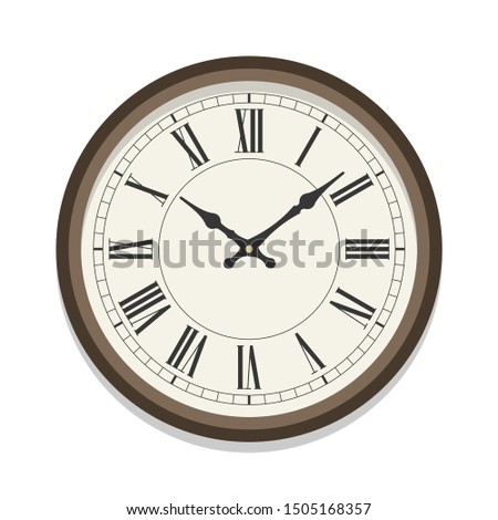 Retro roman clock icon, single isolated vector illustration. Office clock with numerals. Ten oclock.