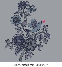 Retro romantic floral background
