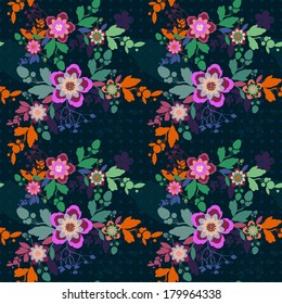 Retro romantic floral background with flowers.