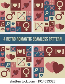retro romantic valentine symbol seamless pattern