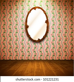 Retro room with mirror