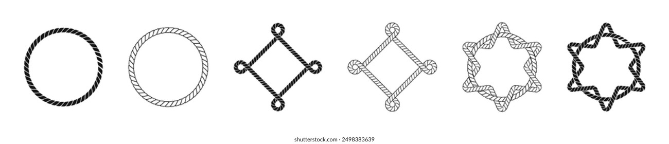 Retro rope frame set. Ropes frames collection.