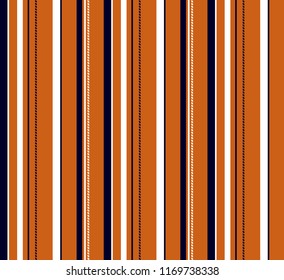 Retro rope and lines stripe pattern with navy blue,white and orange vertical parallel stripe.Vector abstract background
