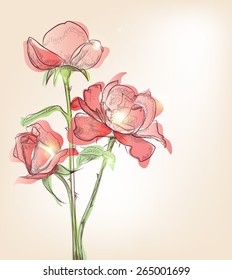 Retro roses background. Vector eps10.