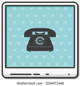 Retro rotary phone flat vector icon.