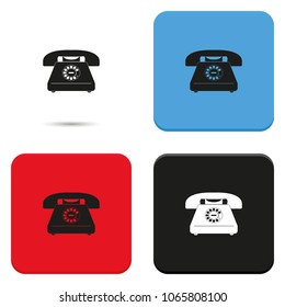 Retro rotary phone flat vector icon.