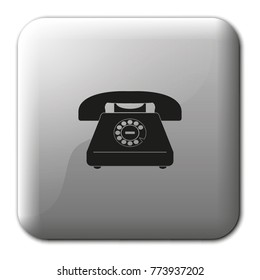 Retro rotary phone flat vector icon.