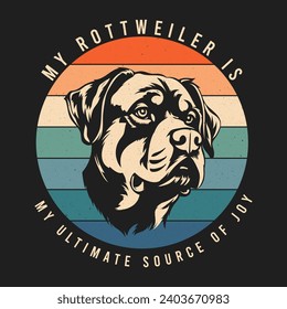 Retro  Rottweiler Dog Tshirt Design Vector