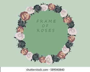 Retro round frame from roses