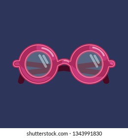 Retro round glasses. Vector icon in modern flat style